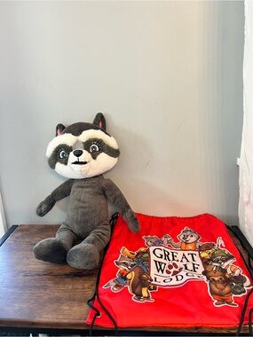 Great Wolf Lodge Rachel Raccoon 16” Plush Stuffed Animal Toy With Bag 2011